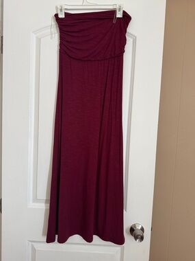 Burgundy Strapless Maxi Dress